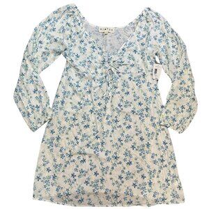 NWT Women’s White and Blue Floral Long Sleeve Dress Size XL